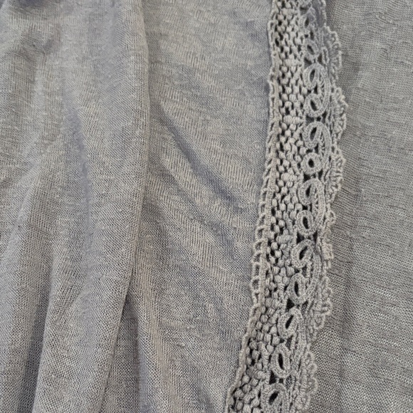 Pink Republic Gray Open-Front Sweater with Lace Trim - Picture 2 of 4